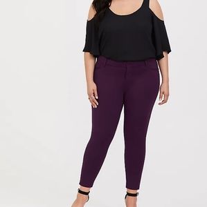 Purple Ponte Ankle Skinny Pant